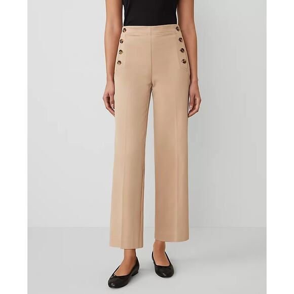 ANN TAYLOR NWT The Tall Sailor Grace Straight Pant in Cappuccino Tan Size 16T - Picture 1 of 11